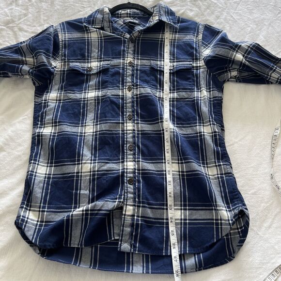 Lands End Mens Traditional Fit Shirt Stretch Blue White Plaid Pockets Size Small - Picture 9 of 9